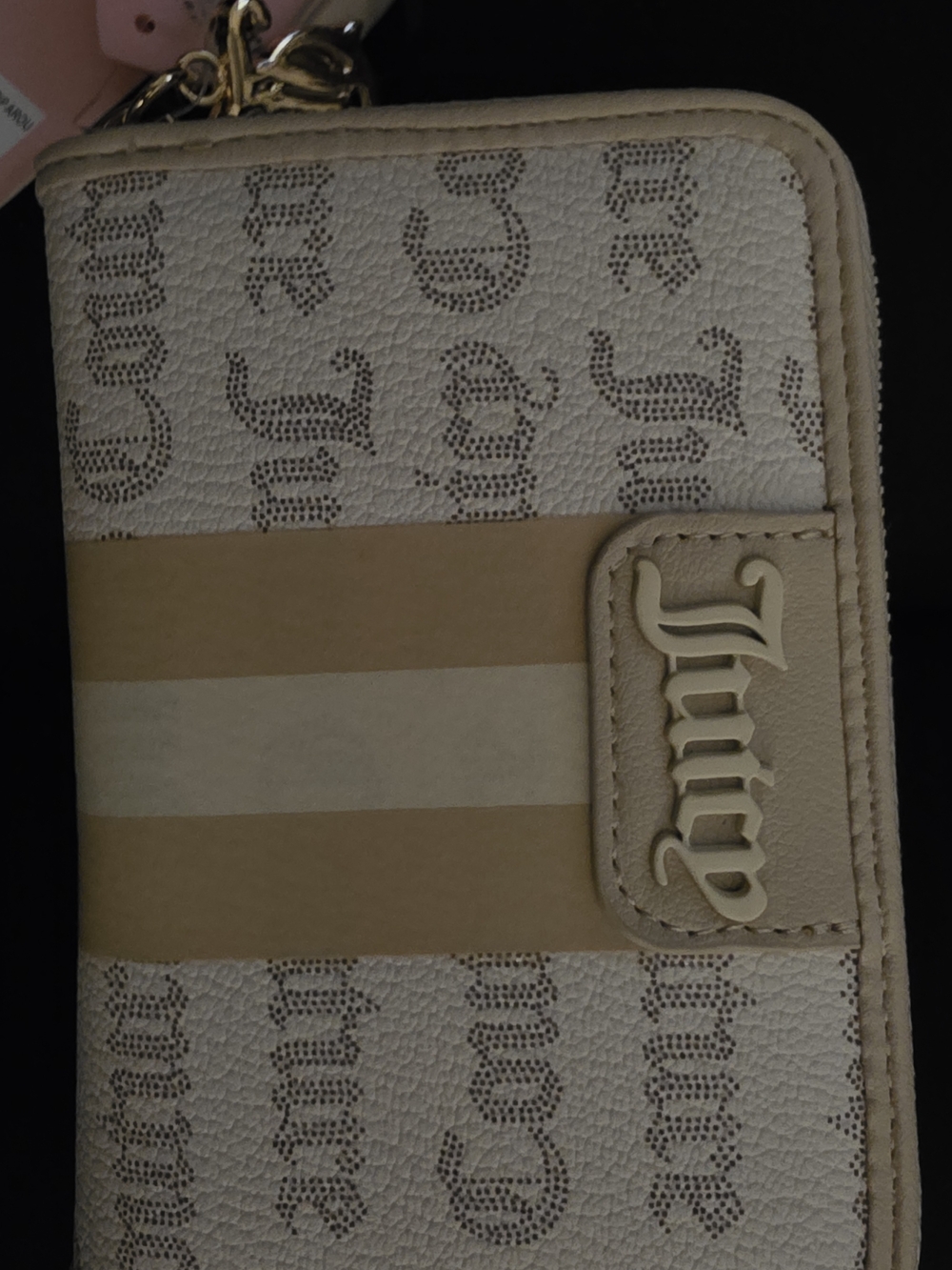 Juicy Couture Beige Logo Zip Wallet